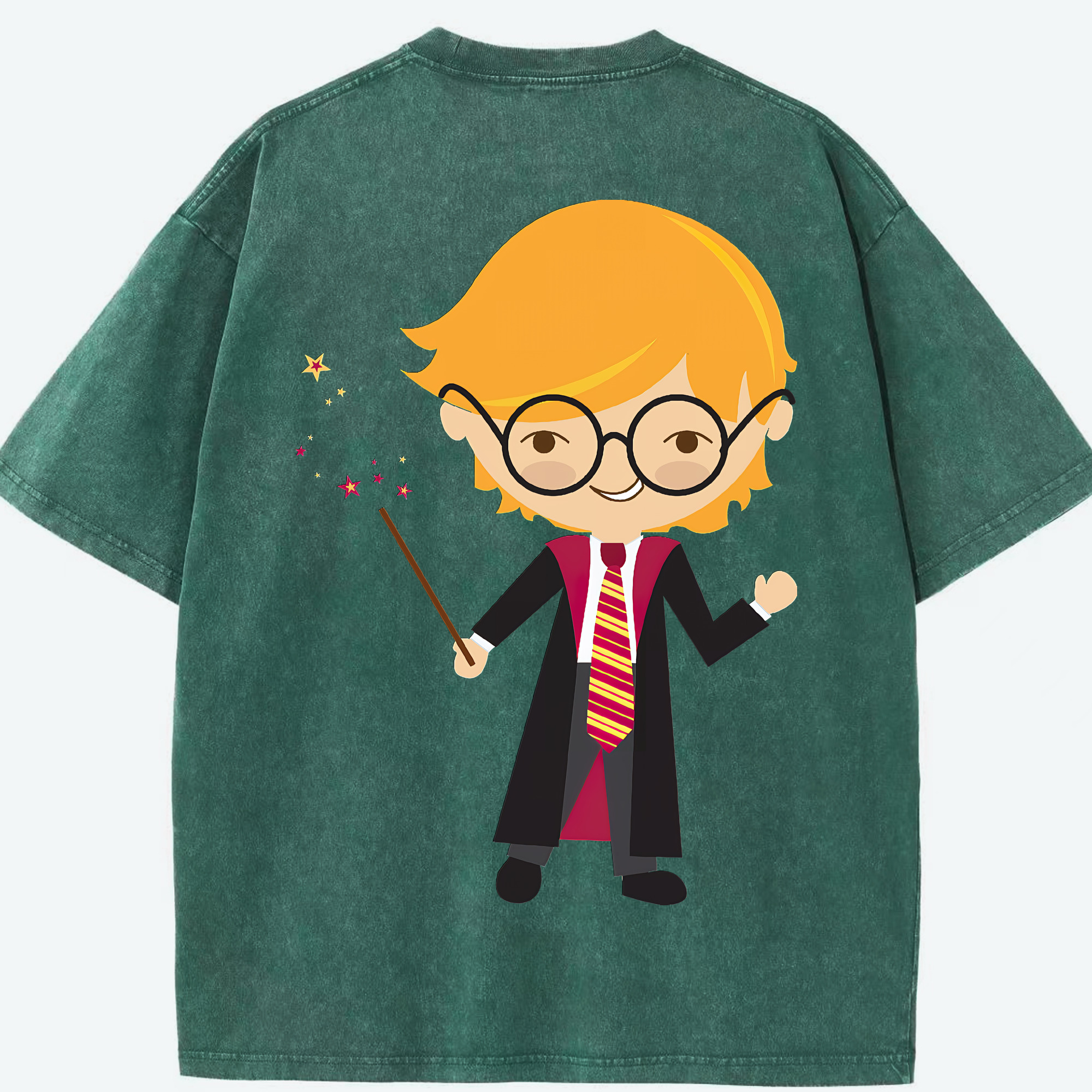 （画像用） Harry Potter ハリー・ポッターシリーズ 綿100% ヴィンテージ風 半袖Tシャツ（背面プリント）